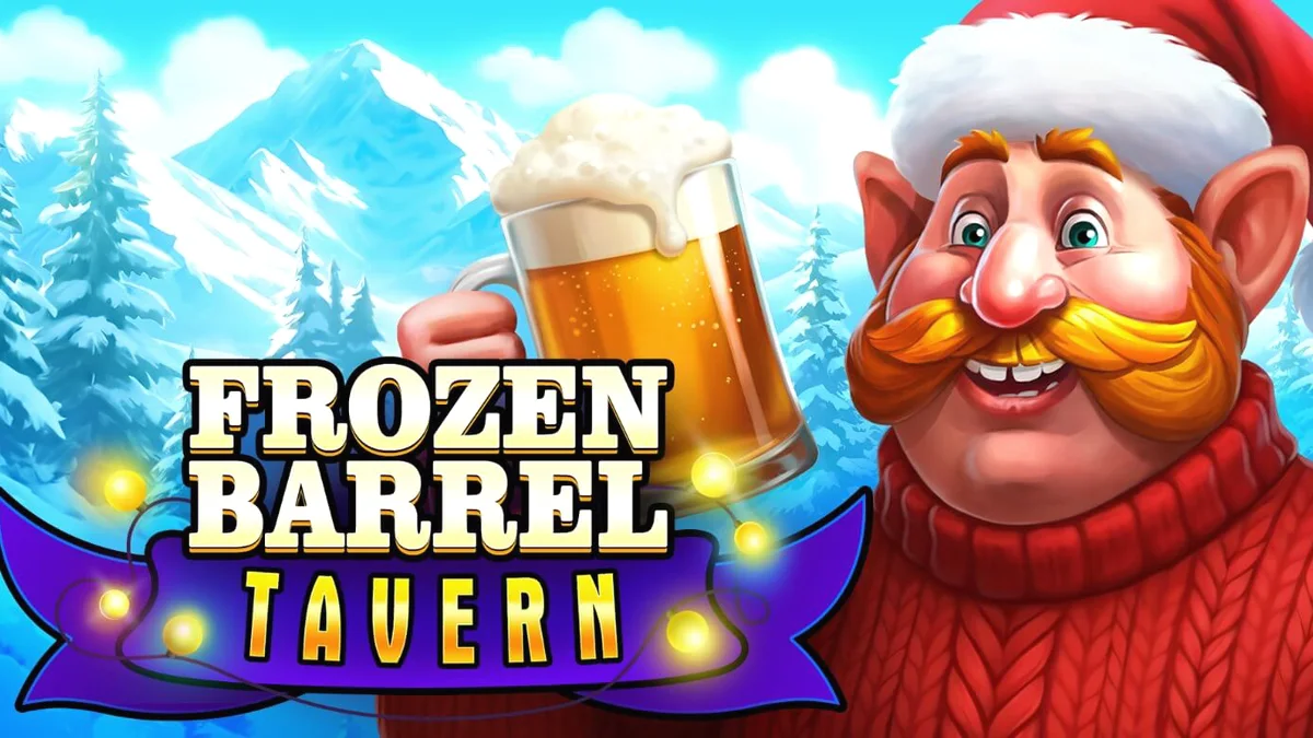 Frozen Barrel Tavern slot game display featuring winter tavern theme